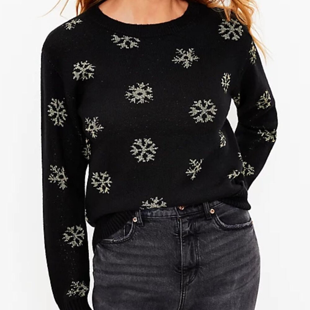 NWT LOFT Shimmer Snowflake Sweater